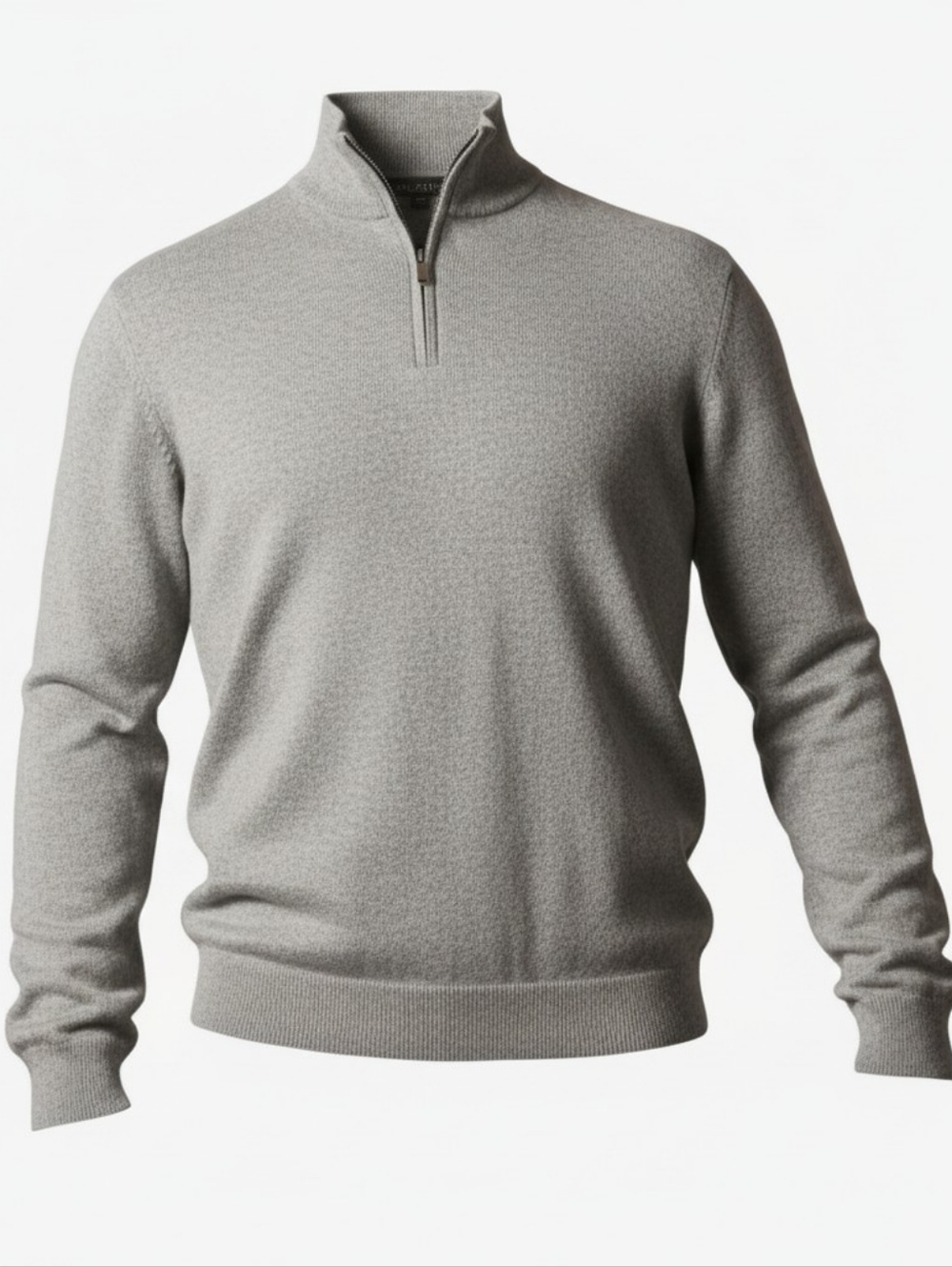 EMI MAGLIA | Men's Wool Cashmere Blend Gray Quarter-Zip Mock Neck Sweater | XXL